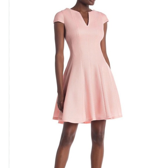 Julia Jordan Flare‎ Dress Womens 10 Pink Preppy Cocktail Party Feminine Textured - Picture 1 of 16